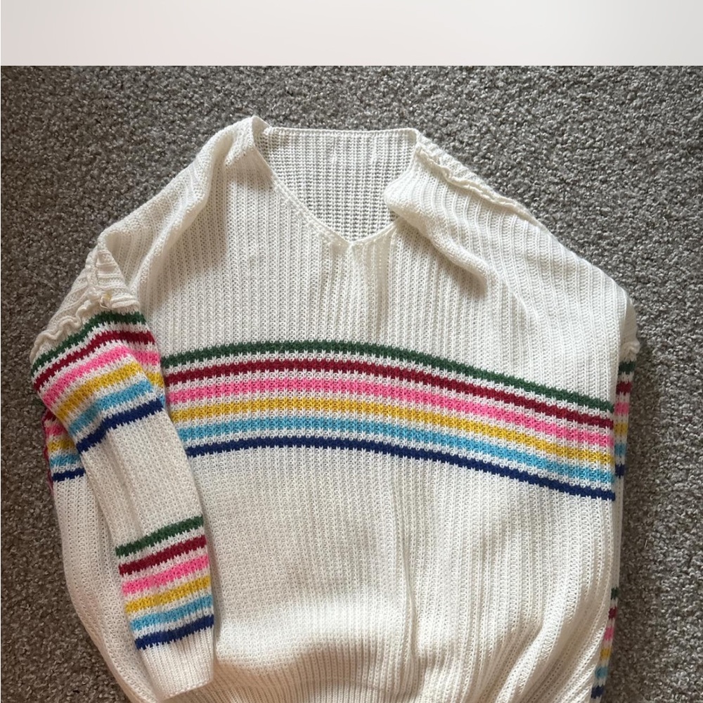 Colorful Striped V-Neck Sweater